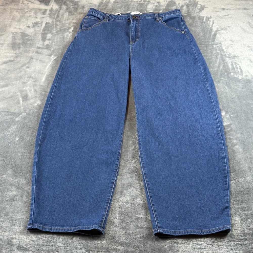 Vigoss Barrel Jeans Womens 11/30 Medium Wash High Rise Relaxed Curved Leg Denim